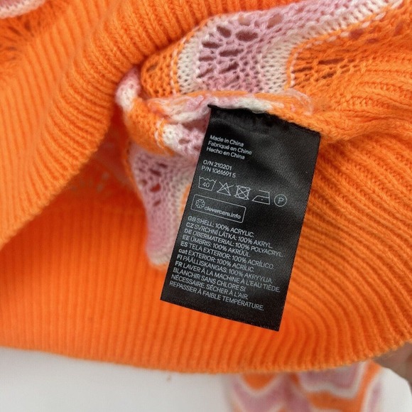 H&M Divided Orange Pink Crochet Pointelle Knit Cropped Sweater Slouchy Size M - Picture 9 of 9